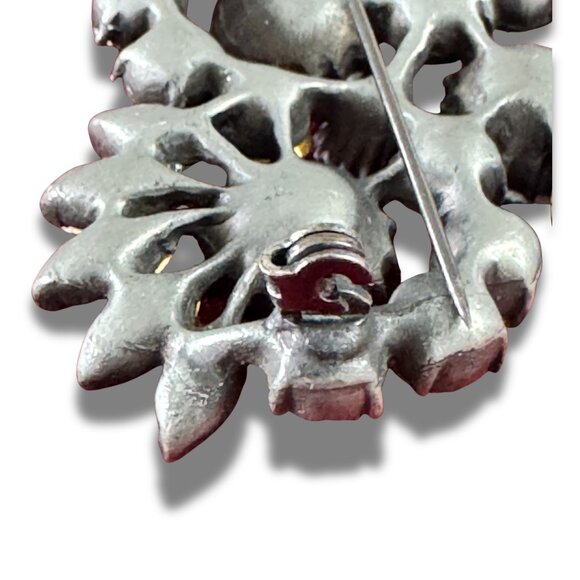 Vintage Green Brooch | UK Aurora Borealis Rhinestone. Crystal Statement Pin - Picture 8 of 12